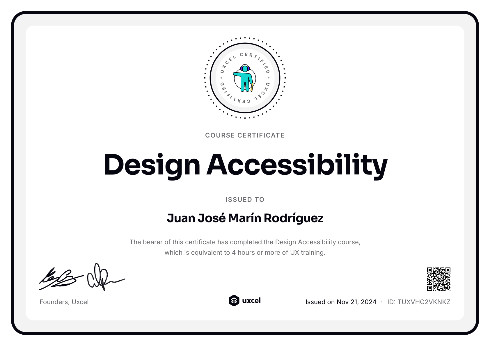 Juan José Marín Rodríguez's certificate